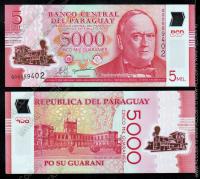 Парагвай 5.000 гуарани 2011г. P.NEW -UNC пластик