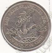 27-62 Восточные Карибы 25 центов 1981г. КМ # 14 медно-никелевая 6,48гр. 23,98мм - 27-62 Восточные Карибы 25 центов 1981г. КМ # 14 медно-никелевая 6,48гр. 23,98мм
