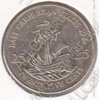 27-62 Восточные Карибы 25 центов 1981г. КМ # 14 медно-никелевая 6,48гр. 23,98мм