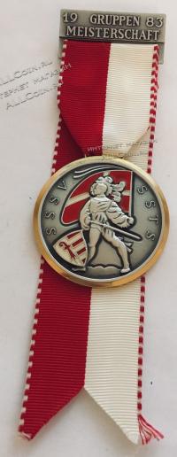 #363 Швейцария спорт Медаль Знаки. Групповой чемпионат в округе Юра. 1983 год.