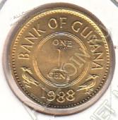 4-19 Гайяна 1 цент 1988г. КМ#31 UNC  - 4-19 Гайяна 1 цент 1988г. КМ#31 UNC 