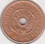 33-28 Родезия и Ньясаленд 1/2 пенни 1958г. бронза